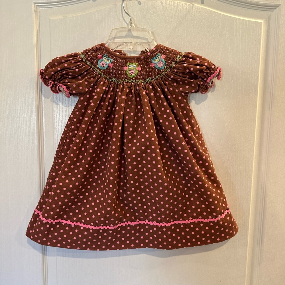 Orient Expressed Inc Smocked owl Dress size 18 months